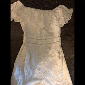 Off the shoulder white wide legged romper